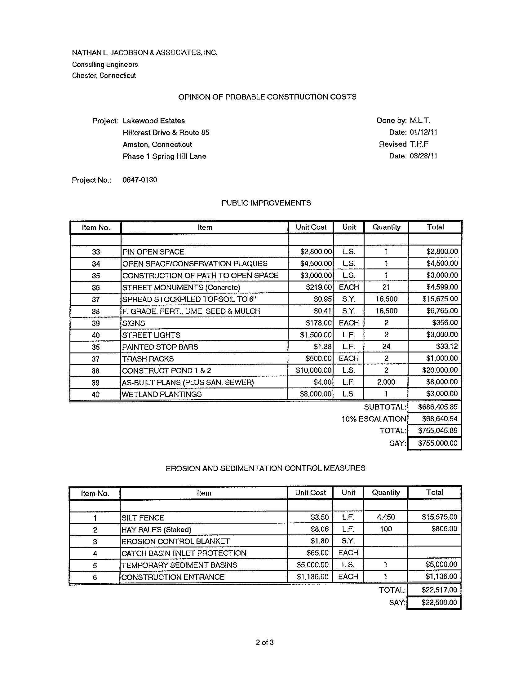 Bonding Estimates Page 2